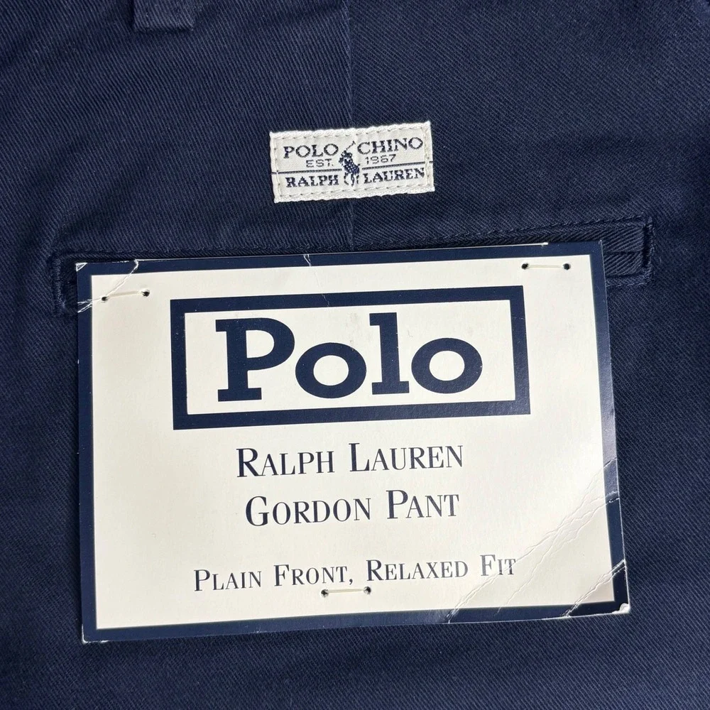 Polo Ralph Lauren Gordon Pant Men 40x32 Navy Blue Relaxed Fit Plain Front Chino